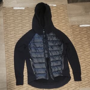 Holden Black Quilted Down & Corton Hoodie Jacket Thumb Slots In Thw Cuffs